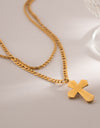 18K Gold-Plated Double Layered Cross Necklace