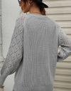 Rib-Knit Plunge Raglan Sleeve Cardigan