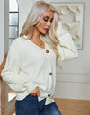 Button Up V-Neck Long Sleeve Cardigan