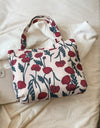 Printed Canvas Handbag with Zipper