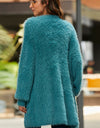 Open Front Fuzzy Cardigan with Pockets