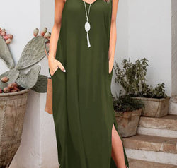 Slit Scoop Neck Sleeveless Dress