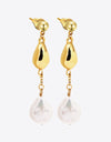 18K Gold-Plated Two-Tone Pearl Drop Earrings