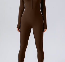 Half Zip Mock Neck Active Jumpsuit