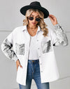 Leopard Button Up Denim Jacket