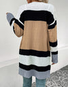 Color Block Open Front Drop Shoulder Cardigan