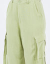 American Bazi Linen Wide Leg Cargo Pants