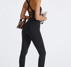 Crisscross Back Wide Strap Active Jumpsuit