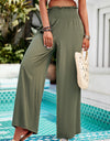 Smocked Wide Leg Pants with Pockets