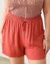 Zenobia Plus Size Drawstring Elastic Waist Shorts with Pockets