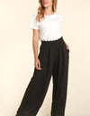 Haptics Elastic Waist Wide Leg Pants with Pockets