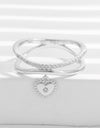 925 Sterling Silver Zircon Heart Charm Ring