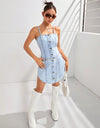 Button Up Spaghetti Strap Denim Dress