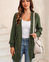 Cable-Knit Dropped Shoulder Slit Cardigan