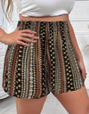 Plus Size Printed High Waist Shorts