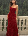 Sequin Backless Split Maxi Dress