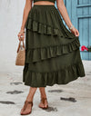 Ruffled Elastic Waist Midi Skirt