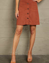 Double Take Buttoned Corduroy Mini Skirt