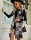 Plaid Lapel Collar Sleeveless Cardigan