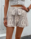 Tied Printed High Waist Shorts