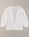 Openwork Open Front Dropped Shoulder Cardigan