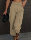 Drawstring Elastic Waist Pants with Pockets