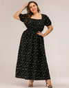 Plus Size Polka Dot Square Neck Dress