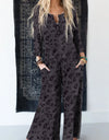 Leopard Buttoned Wide Leg Jumpsuit