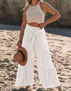 Tied Ruched Wide Leg Pants