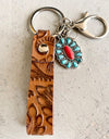 Turquoise Genuine Leather Key Chain