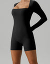 Square Neck Long Sleeve Active Romper