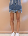 Rhinestone Fringe Denim Skirt