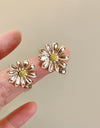 Alloy Drip Oil Flower Stud Earrings