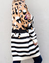 Striped Open Front Longline Cardigan