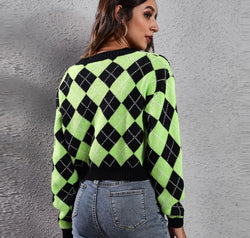 Geometric Button Up Long Sleeve Cardigan