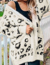 Leopard Open Front Cardigan with Pockets