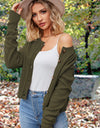 Button Up Round Neck Drop Shoulder Cardigan