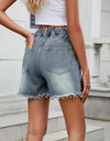 Raw Hem Studded Denim Shorts