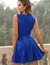 Sequin Surplice Neck Sleeveless Dress