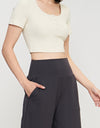 Round Neck Short Sleeve Cropped Sports Top