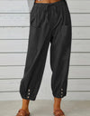 Decorative Button Cropped Pants