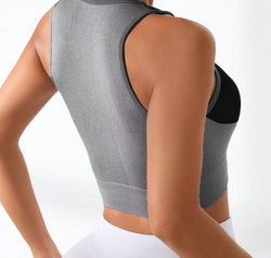 Color Block Round Neck Active Tank