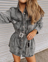 Long Sleeve Collared Denim Dress