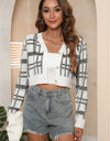 V-Neck Cropped Button-Up Cardigan