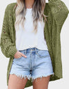 Openwork Open Front Long Sleeve Cardigan