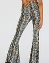 Snakeskin Print Flare Pants