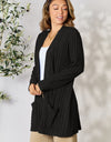 Basic Bae Full Size Ribbed Open Front Cardigan with Pockets