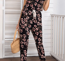 Asymmetrical Neck Short Sleeve Jumpsuit