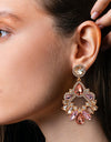 Zinc Alloy Frame Glass Stone Dangle Earrings