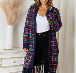 Fringe Hem Open Front Cardigan